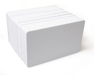 Front facing image of composite PET core plastic cards to prevent broken ID cards